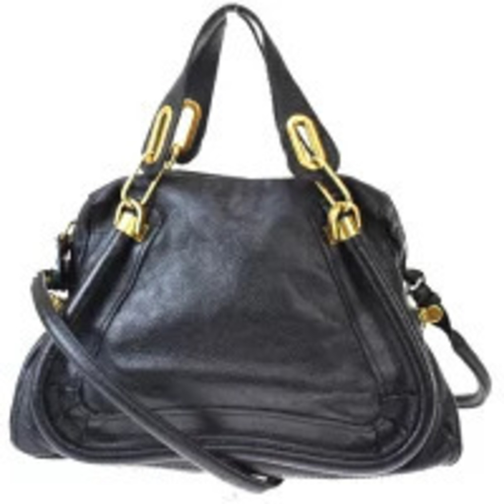Chloe Paraty Handbag Shoulder Bag Black Leather